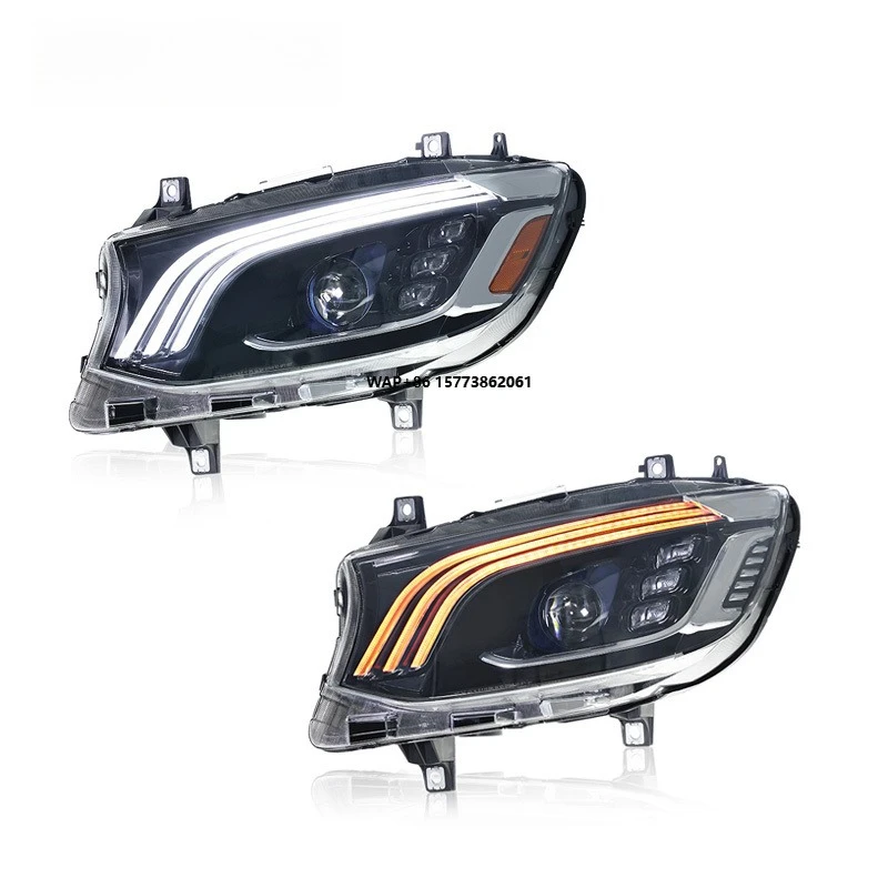 1 Set for 19-23 Sprinter Headlight Assembly Sprinter Modified with Three bar LED Daytime Steering