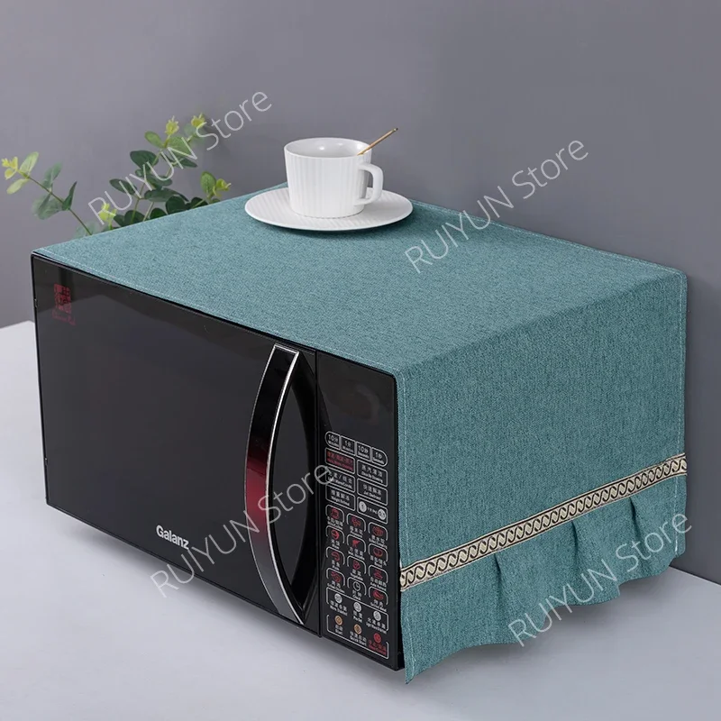 Solid Color Dustproof Microwave Oven Cloth Dust Covers with Storage Bag Microwave Oven Covers Kitchen Supplies