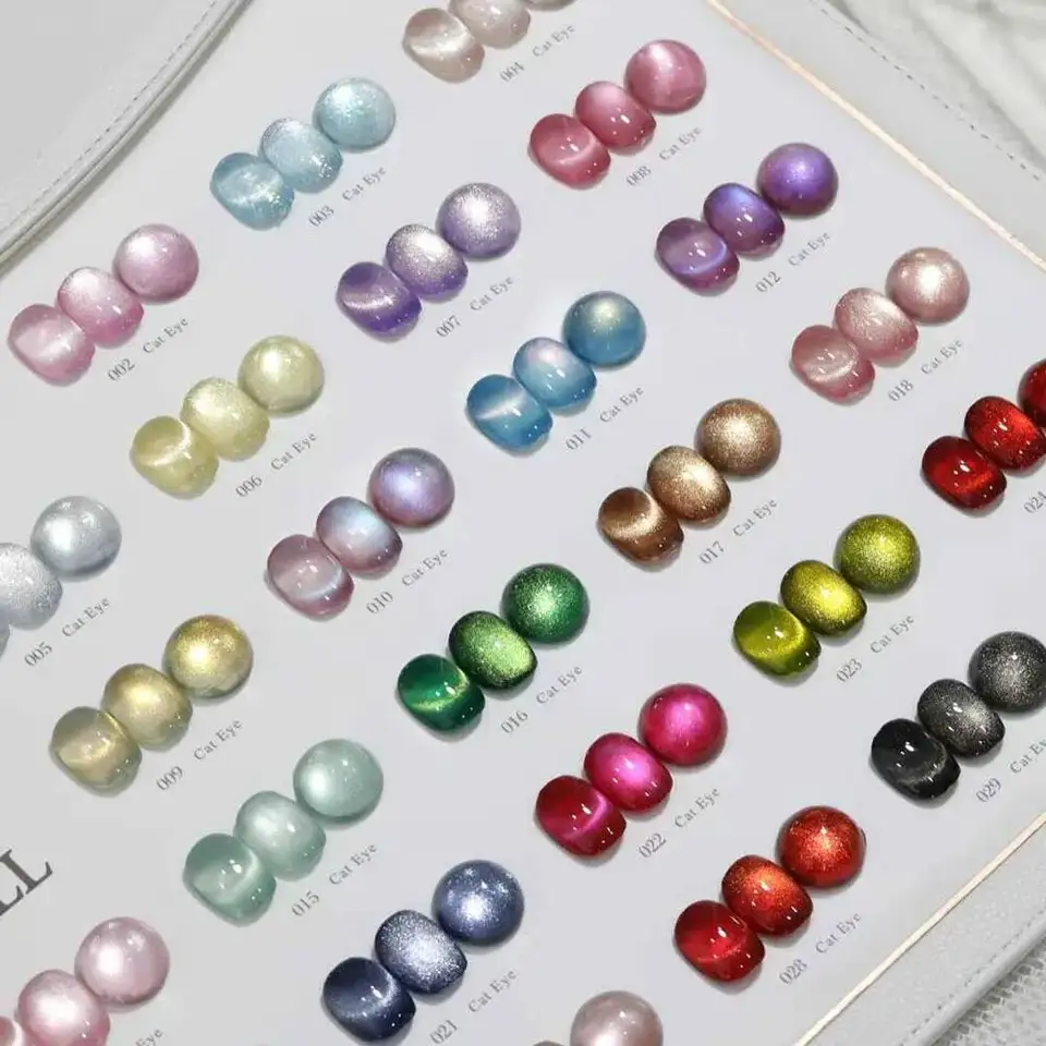 Set de esmaltes en gel efecto ojo de gato con imán, colección nueva, incluye display gratis, 30 piezas de 15 ml, acabado magnético 9D 3