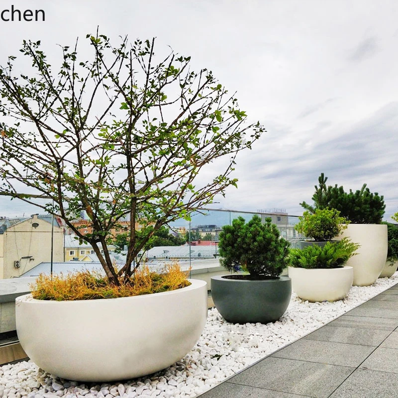 YY-Large Diameter Flower Pot Simple Sales Office Outdoor Courtyard Terrace Tree Pond Extra Large Tree Planting Flower Box