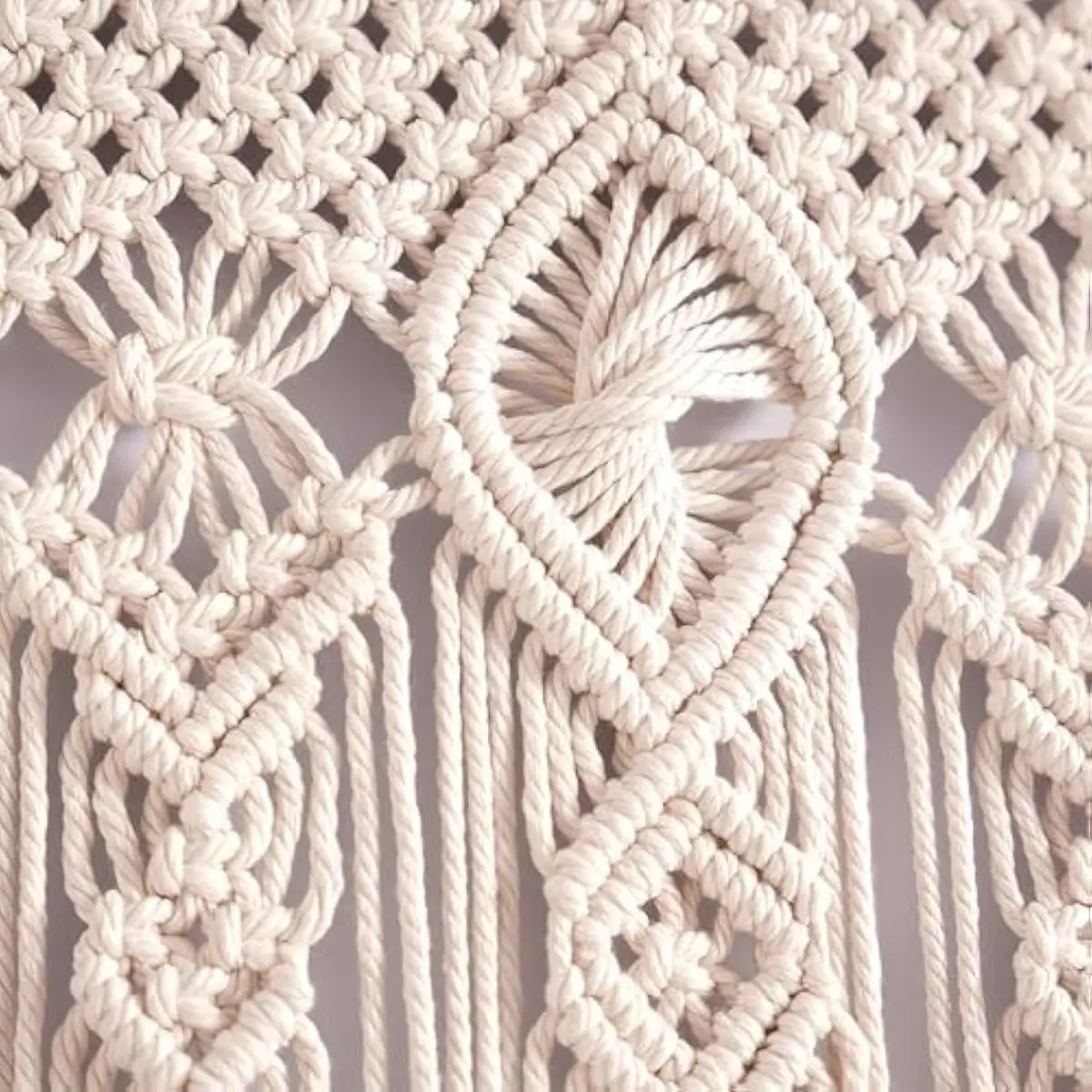 Boho Cotton Macrame Wall Hanging Light-Filtering Tapestry 40 Inches Wide by 80 Inches Long Natural Beige Handwoven Decor for Liv