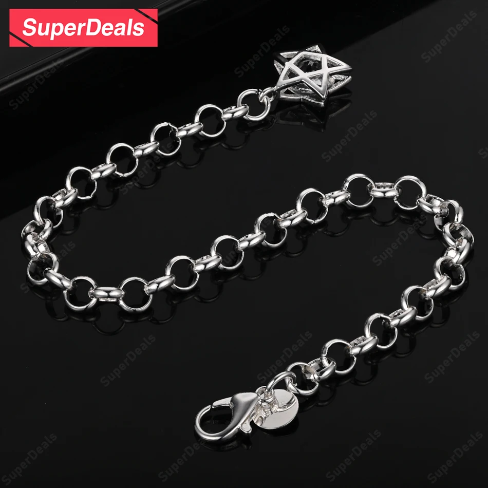 

SuperDeals 925 Sterling Silver Exquisite Star Chain Bracelet Women Wedding Party Christmas Anniversary Gift Beautiful Jewelry