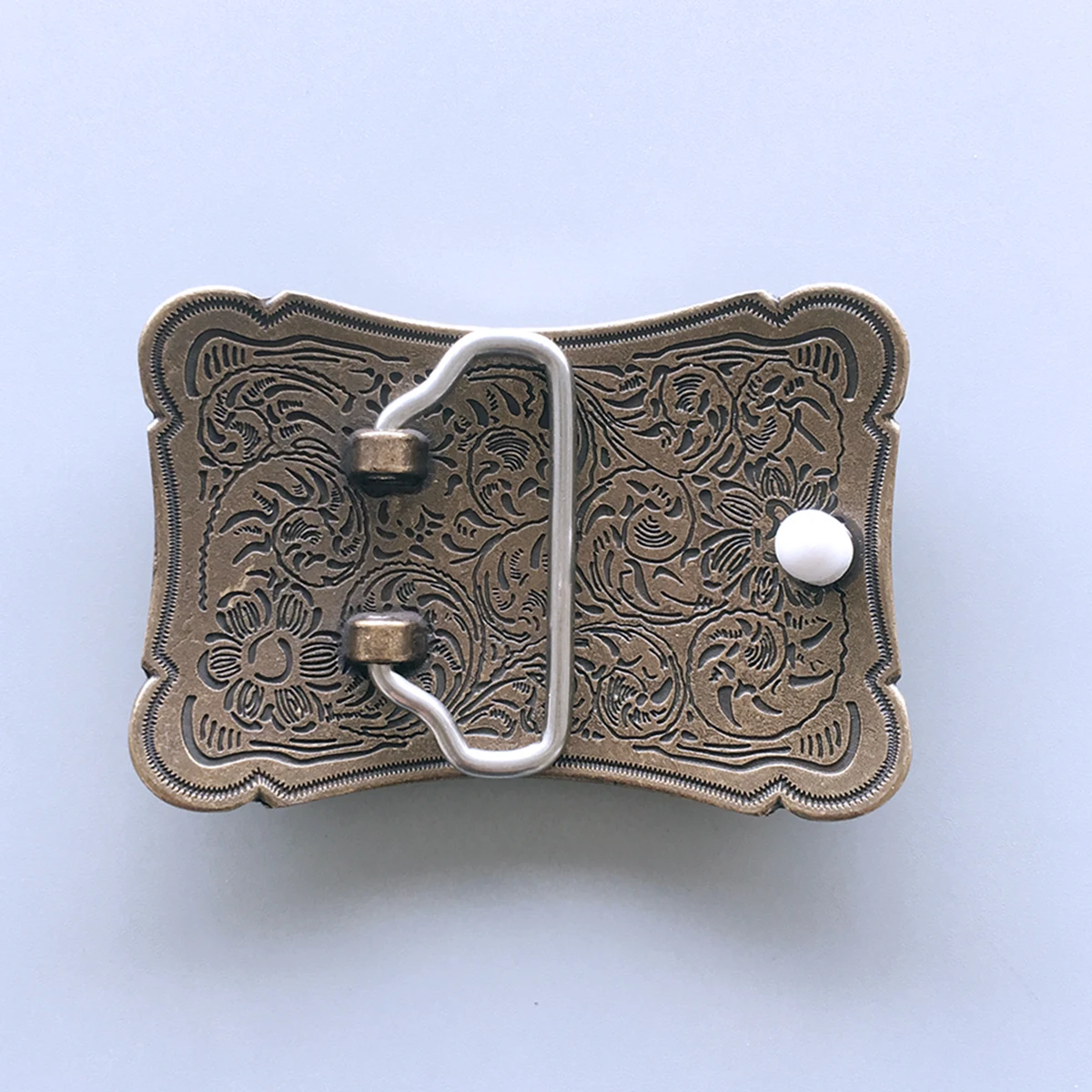 Western Flower Cowboy Cowgirl Solid Brass Belt Buckle BUCKLE-BS013