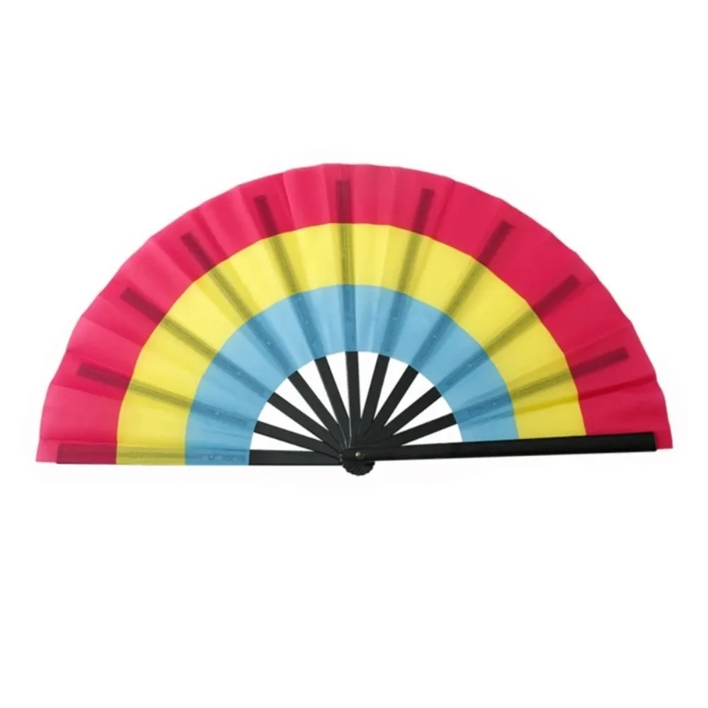 Abanicos de Mano Plegables de Plástico Coloridos de Moda, Abanico de Kung Fu de 33 cm con Patrón de Arcoíris, Abanico Plegable de Mano Colorido para Uso en Verano