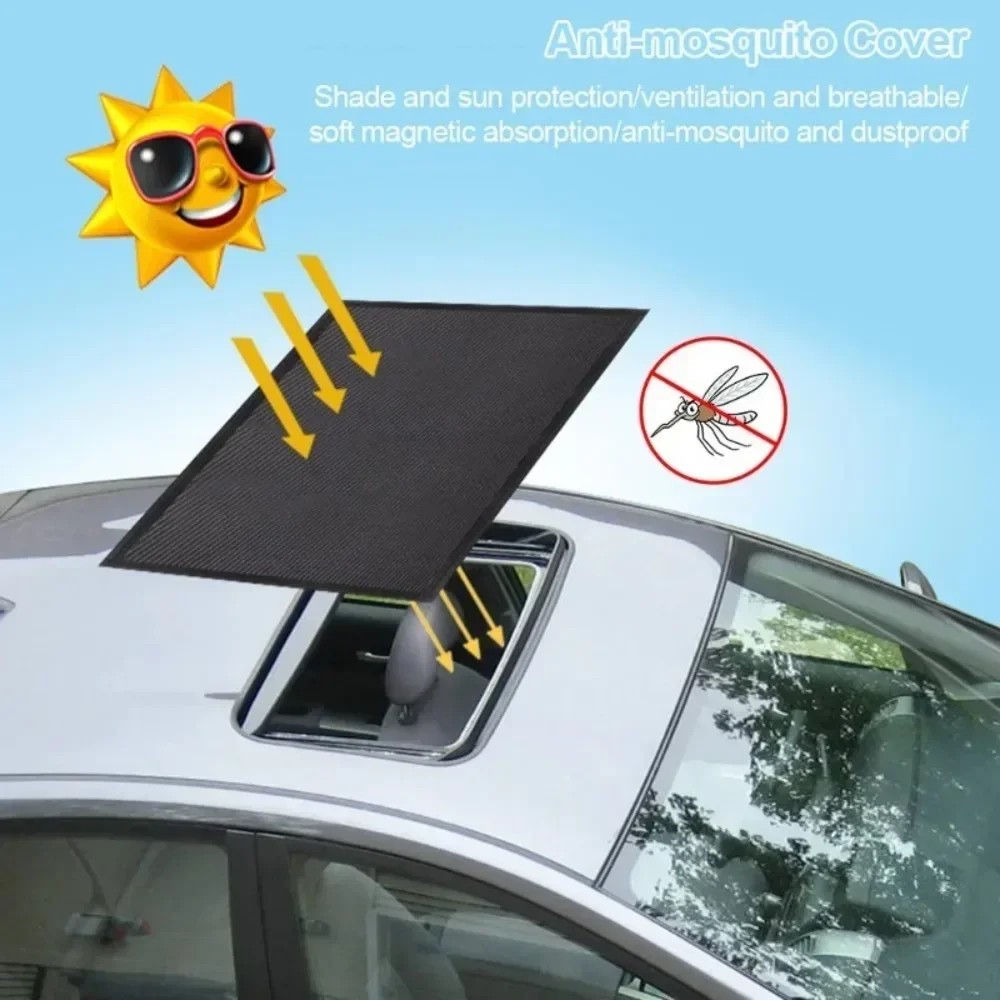 مكافحة البعوض سيارة فتحة سقف Sunblock صافي واقية من الشمس العزل الحراري ظلة سقف المغناطيسي شفط شاشة الشمس الظل التهوية