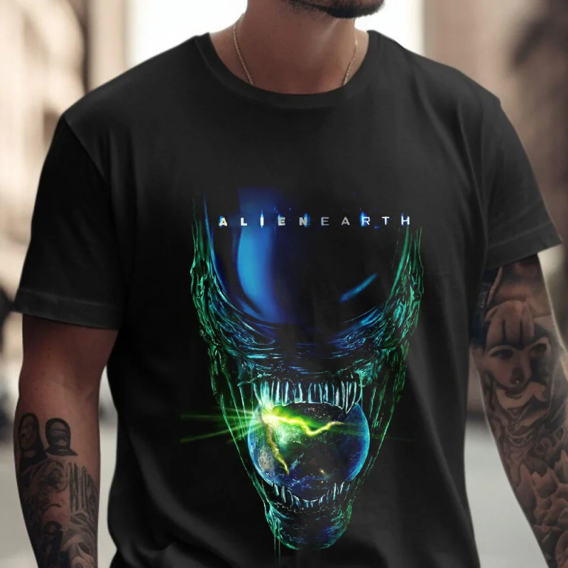 

ALEN EARTH 0126 Retro Sic-fi Gift T-Shirt for man Xenomorph Graphic Clothes All size Tops S-6XL 100% cotton printed Unisex Tee