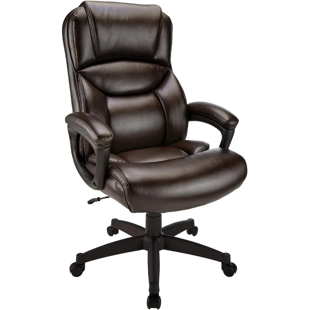 Fennington Bonded Leather High-Back Chair, Brown/Black