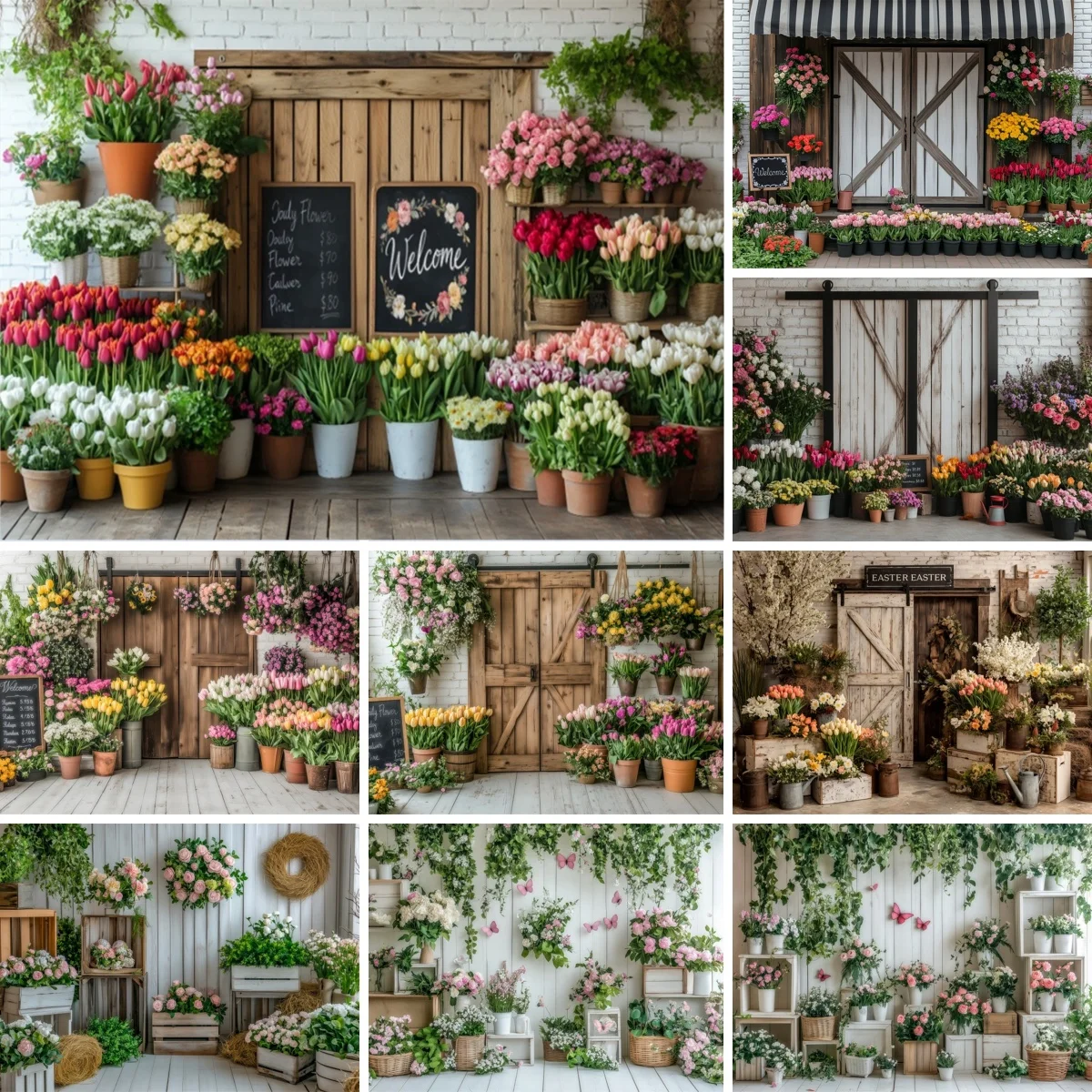 

Весенний сад фон для фотосъемки цветы комната деревянная дверь невесты свадьба Мадам День матери вечерние украшения фото фон