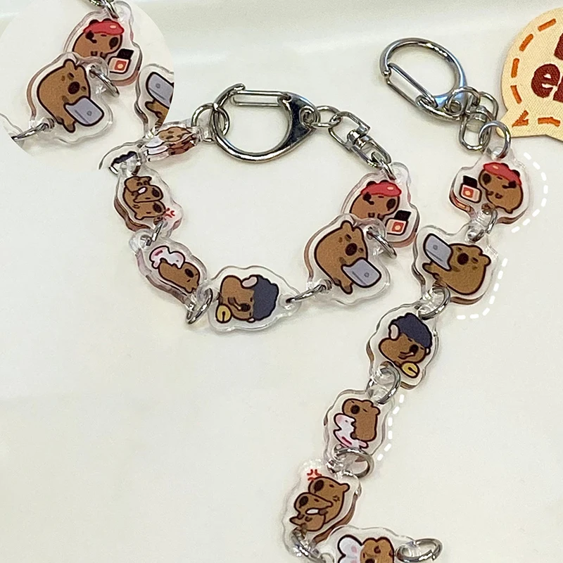 Kawaii Capybara Keychain ، حلقة مفاتيح كرتونية للحيوانات ، حامل مفتاح السيارة ، قلادة حقيبة مدرسية ، حقيبة ظهر الحبل الديكور ، لطيف