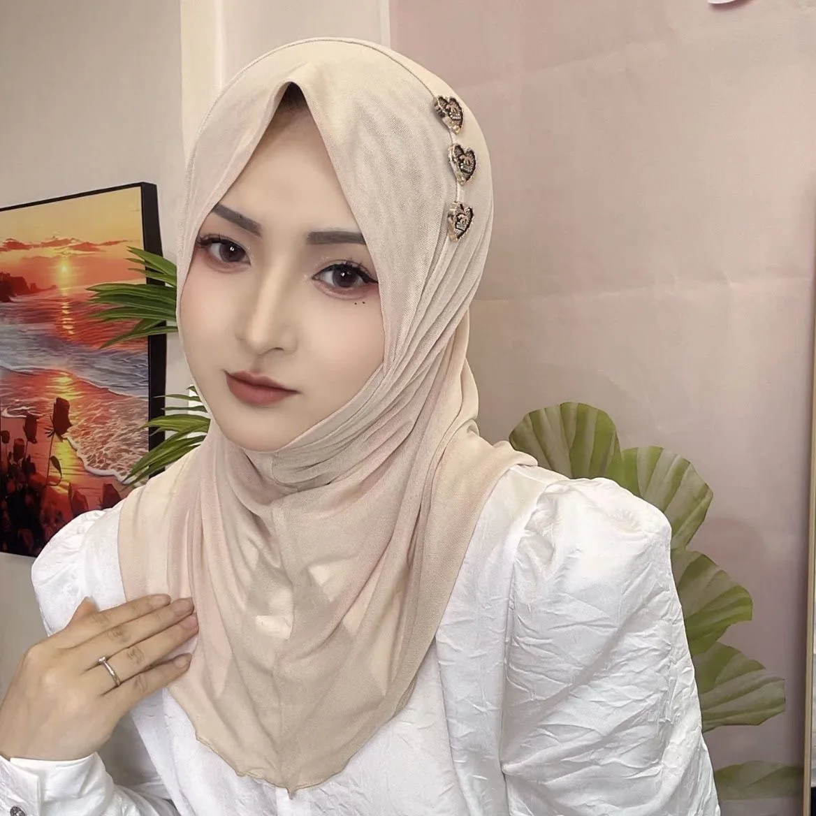 Summer Two Layers Muslim Islam Instant Wrap Hat Hijabs