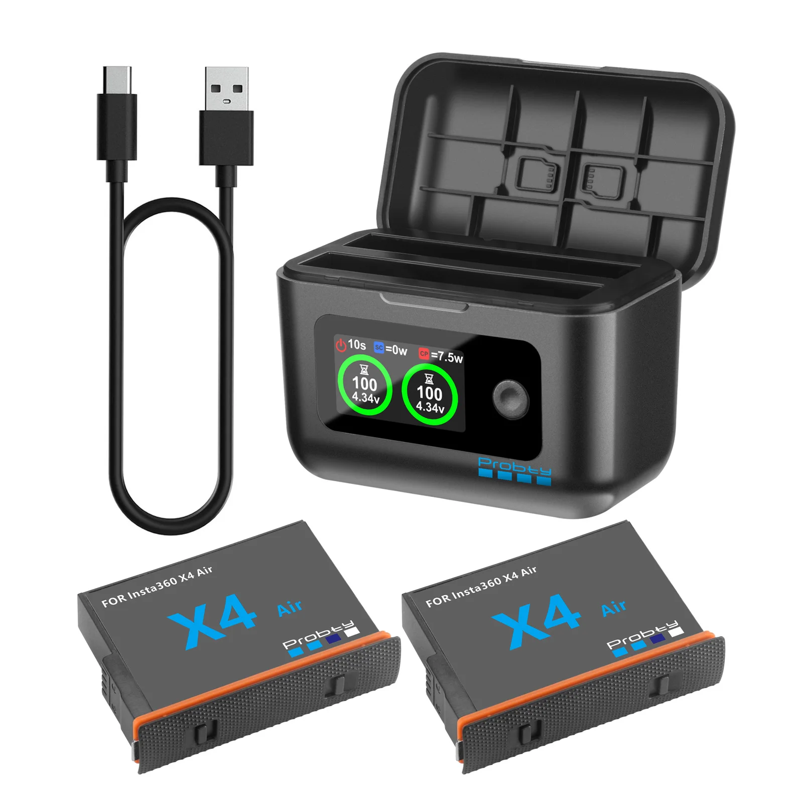 2100mAh High Capacity Battery For Insta360 X4 Air+LCD Dual F