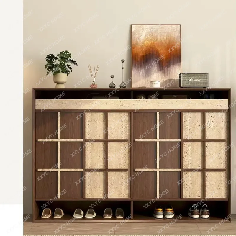 XXMedieval Style Solid Wood Shoe Cabinet Household Entrance Locker Organizer Shoerack Shoes Organizers Rack Living Room Furnitu