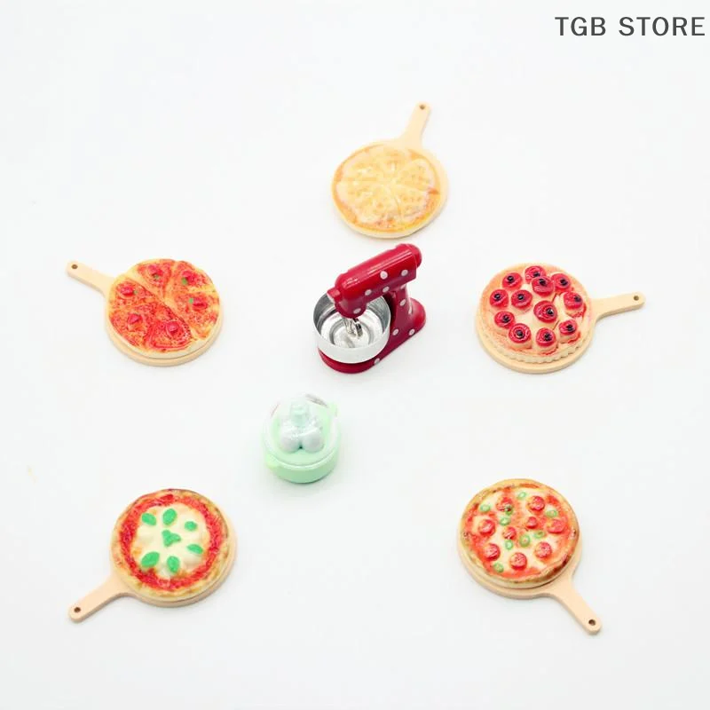 1세트 시뮬레이션 피자 계란 모형 식판 미니 블렌더 인형집 주방 장식 DIY 인형집 미니어처 액세서리