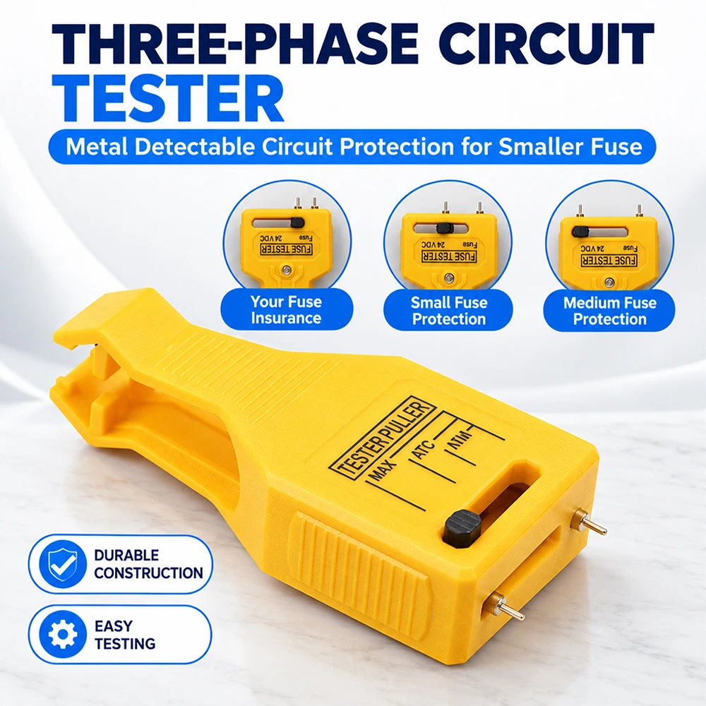 Automotive Fuse Tester with LED Light and Puller Tool Adjustable Probe for 12V/24V Car Fuses Easy Grip Handle Compact Design