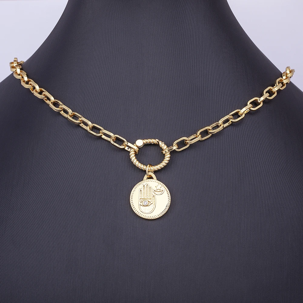 

Nidin European and American Ins Hot Sale Retro Trendy Palm Star Moon Necklace Women Personality Clavicle Chain Jewelry Gifts