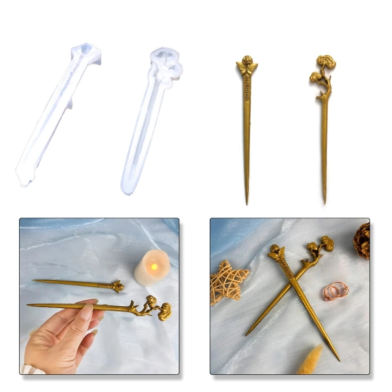 

1/2x Barrette Hair Clip Flower Silicone Epoxy Resin Mold Hair Pin Jewelry Casting Mold Tools for Jewelry Making Women