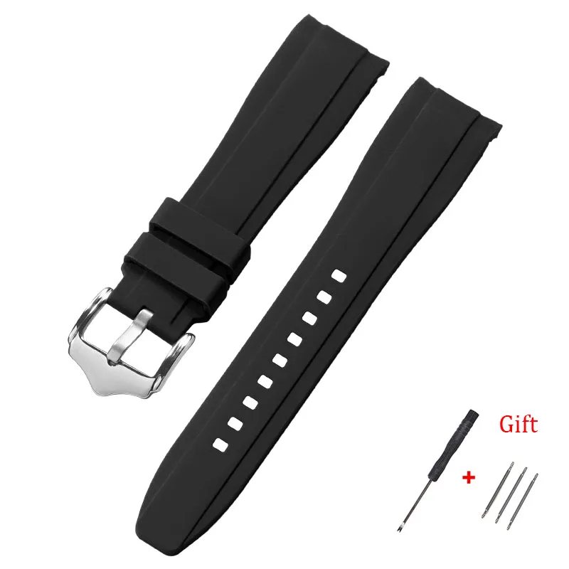 20 mm 22 mm Kautschukarmband, hochwertiges Silikon-Uhrenarmband mit gebogenem Ende für Swatch für Omega Moonswatch-Armband, wasserdichtes Armband