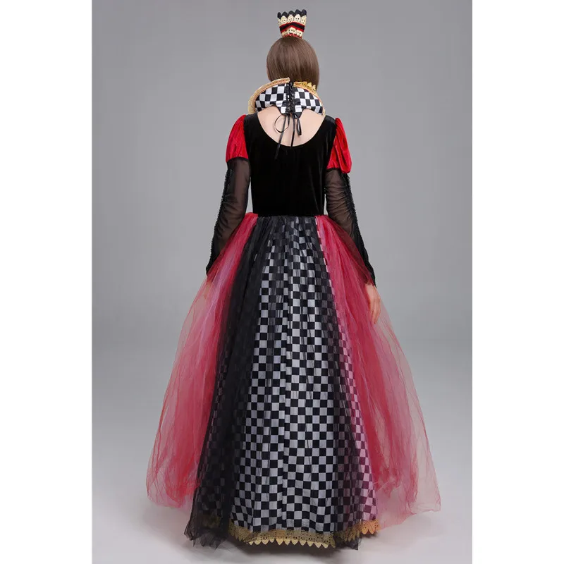 Costume de spectacle loween Alice au pays des merveilles Red Queen Dr rôle de scène parent-enfant fibre de polyester 00% Ch...