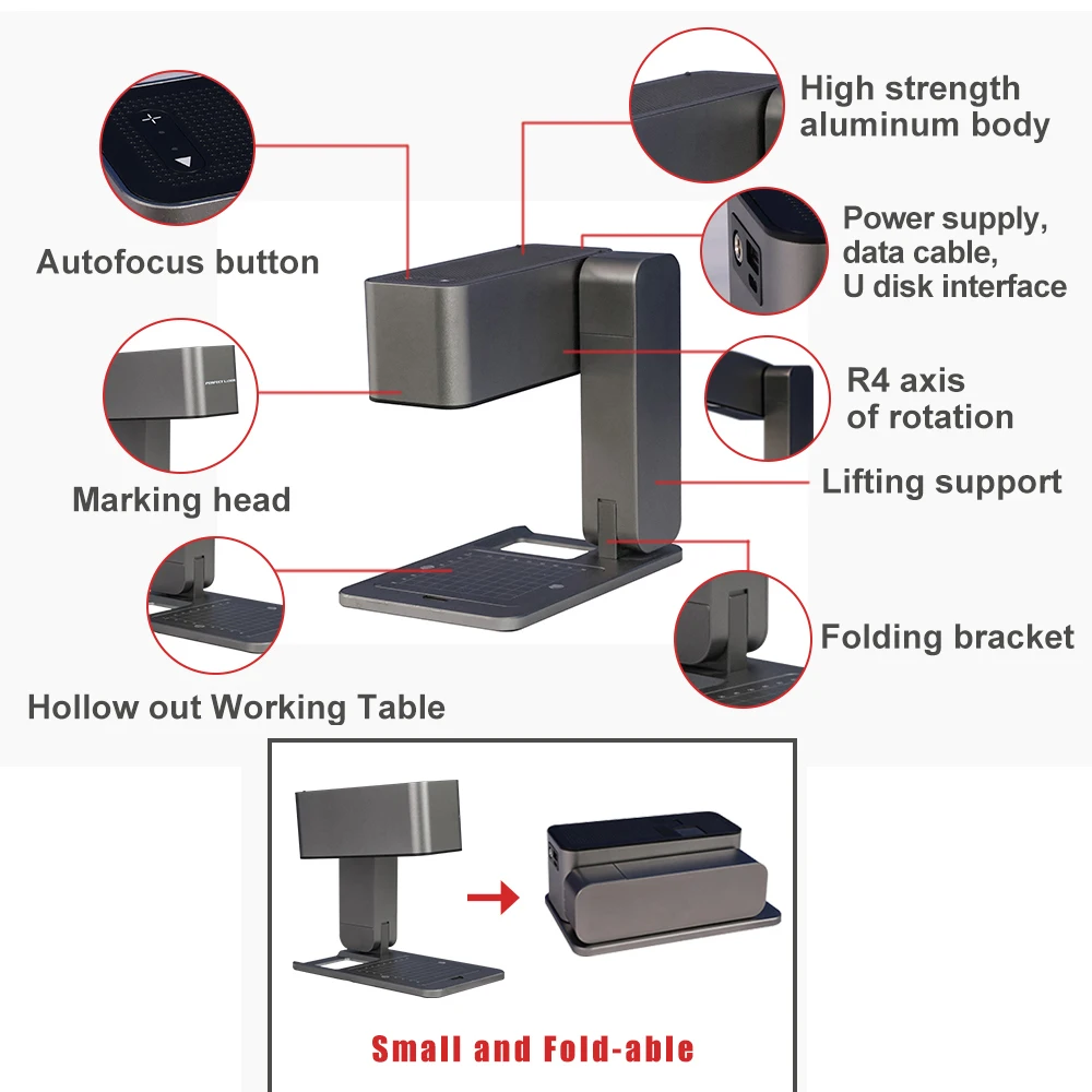 Metal Plastic Acrylic Wood Leather 20w 30w Raycus Laser Marking Etching Machine/ Mini Laser Marker