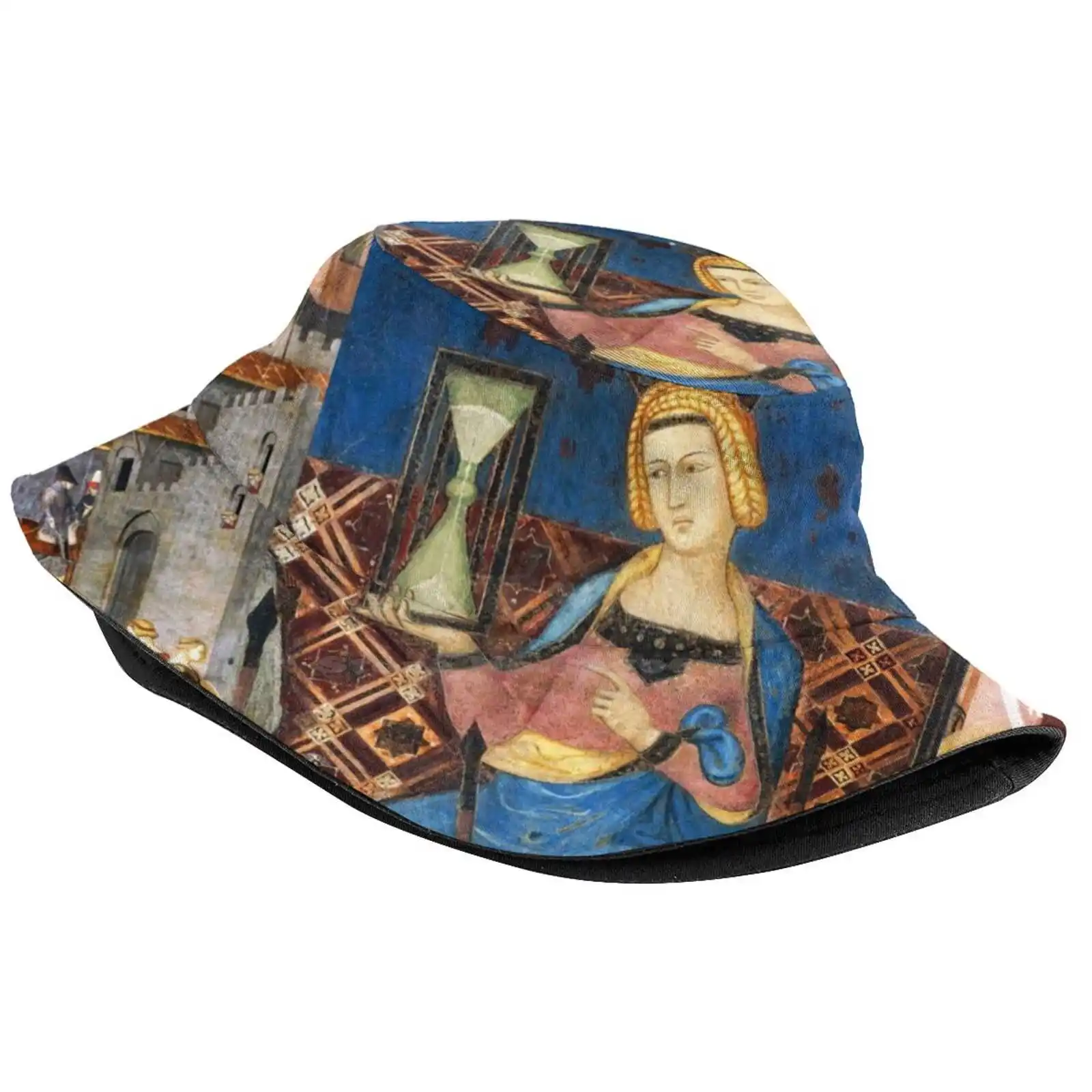 Temperance And Effects Of Good Government In The Medieval City Siena By Ambrogio Lorenzetti Sun Cap Fisherman Hat Bucket Hats