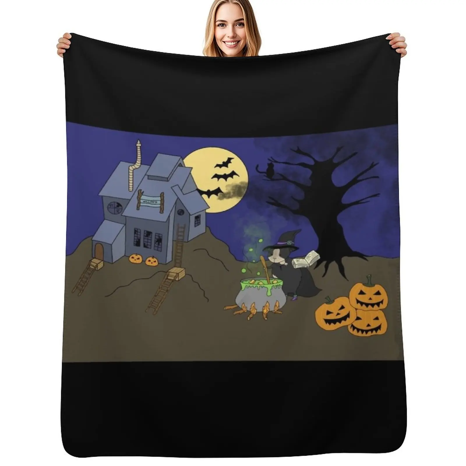 Willow the witch - Halloween Guinea pig Throw Blanket Fuzzy Plush Throw Blanket for Sofa Chair