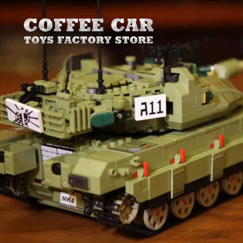 1730Pcs Main Battle Tank Building Blocks Toys Military Bricks MOC Kit MK4 Armored Cars Model Weapon Doll Adult Boy Birthday Gift