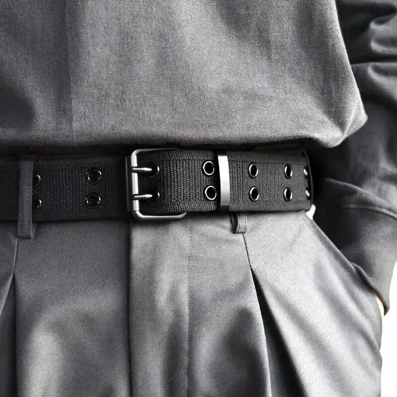 New Style Men's Double Row Needle Buckle Woven Belt Leisure Sports Outdoor Work Belt with Cargo Pants Jeans Belt for Women