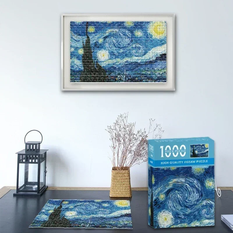 1000 قطعة من اللوحات العالمية الشهيرة للبالغين - ألغاز فنية مقاس 70 × 50 سم (27 × 20 بوصة) مع أقسام أبجدية، ديكور منزلي، Cha #6