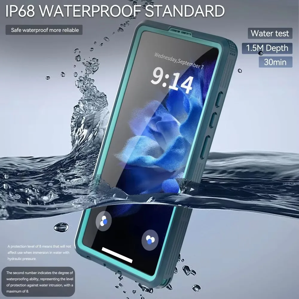 Outdoor Sports IP68 Waterproof Case For Samsung Galaxy S25 S24 Ultra Plus Diving Swim Climbing Mars Magnetic Charging Cover