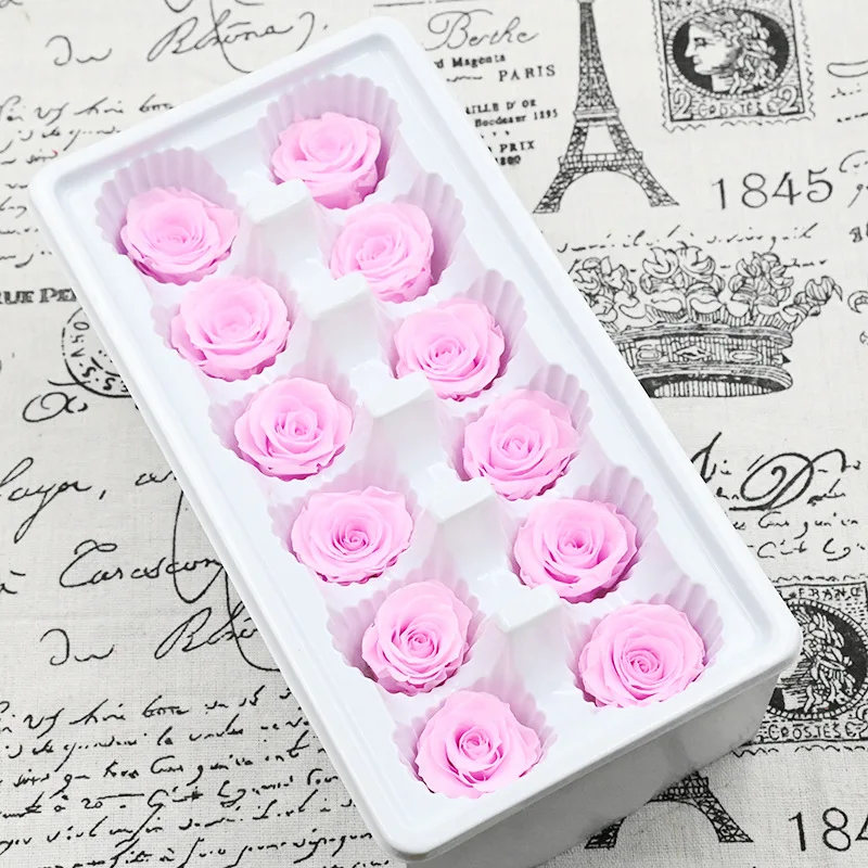 12 pz B grado 3-4Cm fiori stabilizzati rose immortali festa di nozze regalo per la festa della mamma fai da te fiore immortale materiale confezione