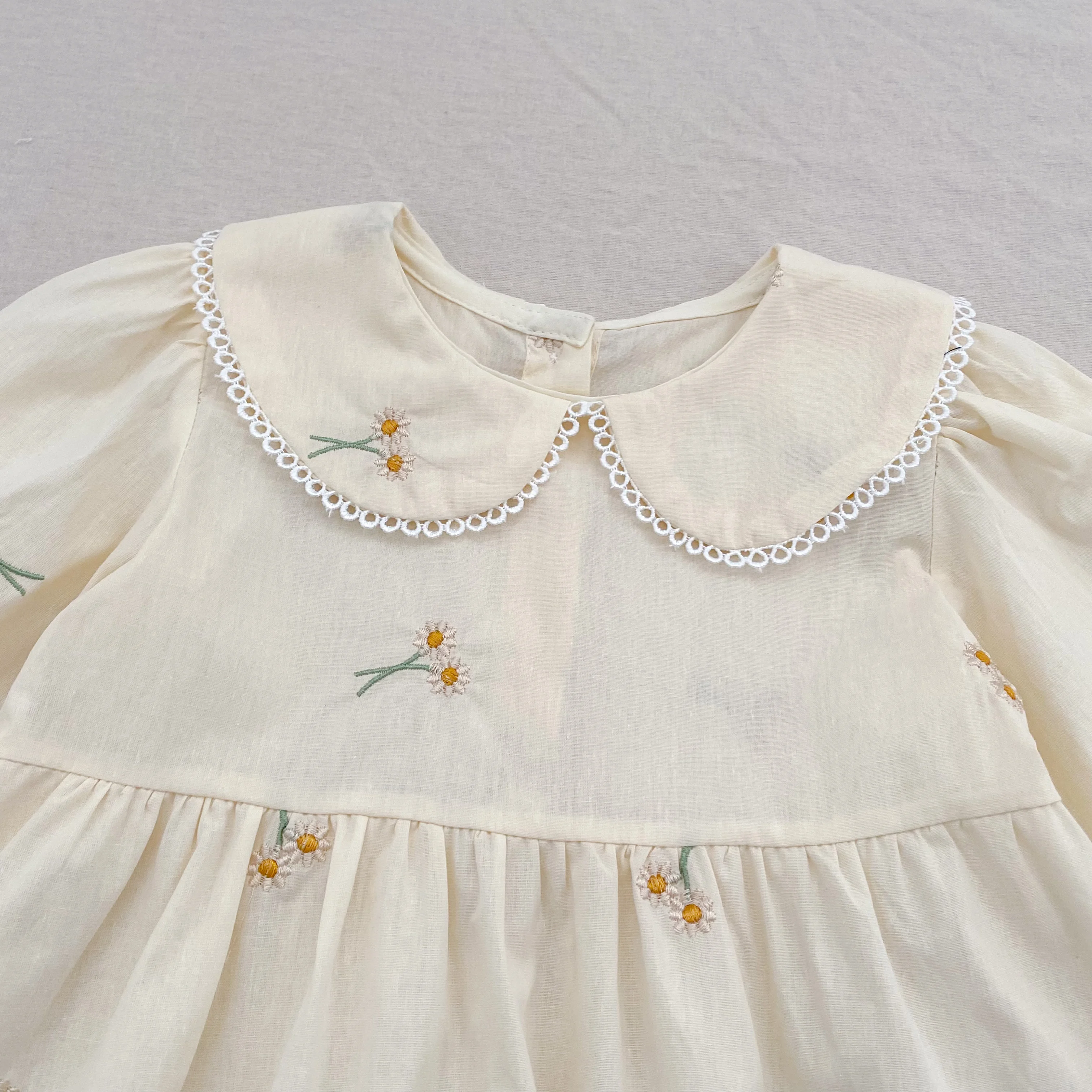 Frühling Kleidung Pastoralen Baby Mädchen Kleid Herbst Stickerei Baumwolle Floral Puppe Kleid Kinder Temperament Prinzessin Mädchen Kleid – Detail 6