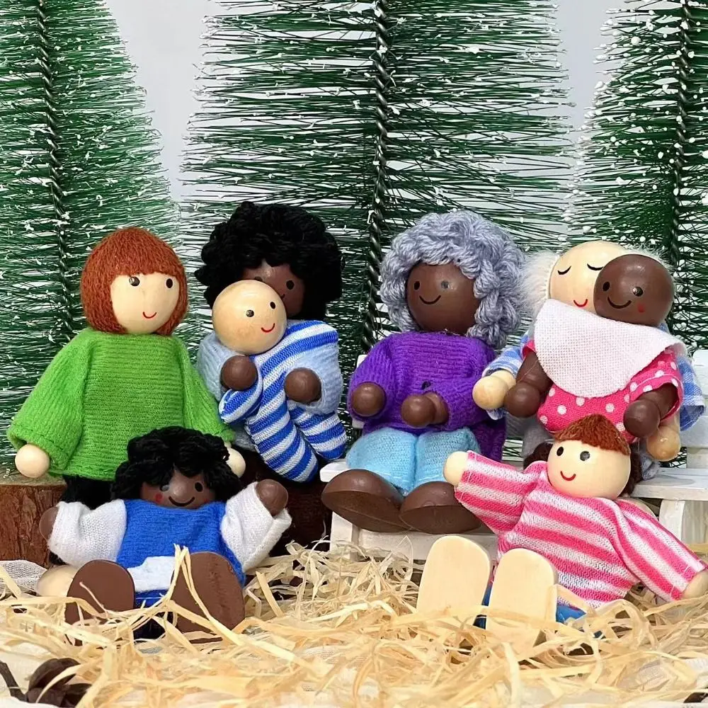 

8 шт./компл., имитация деревянной мебели, миниатюрные фигурки, сказка историй, мини-деревянные семейные миниатюрные люди, подвижные