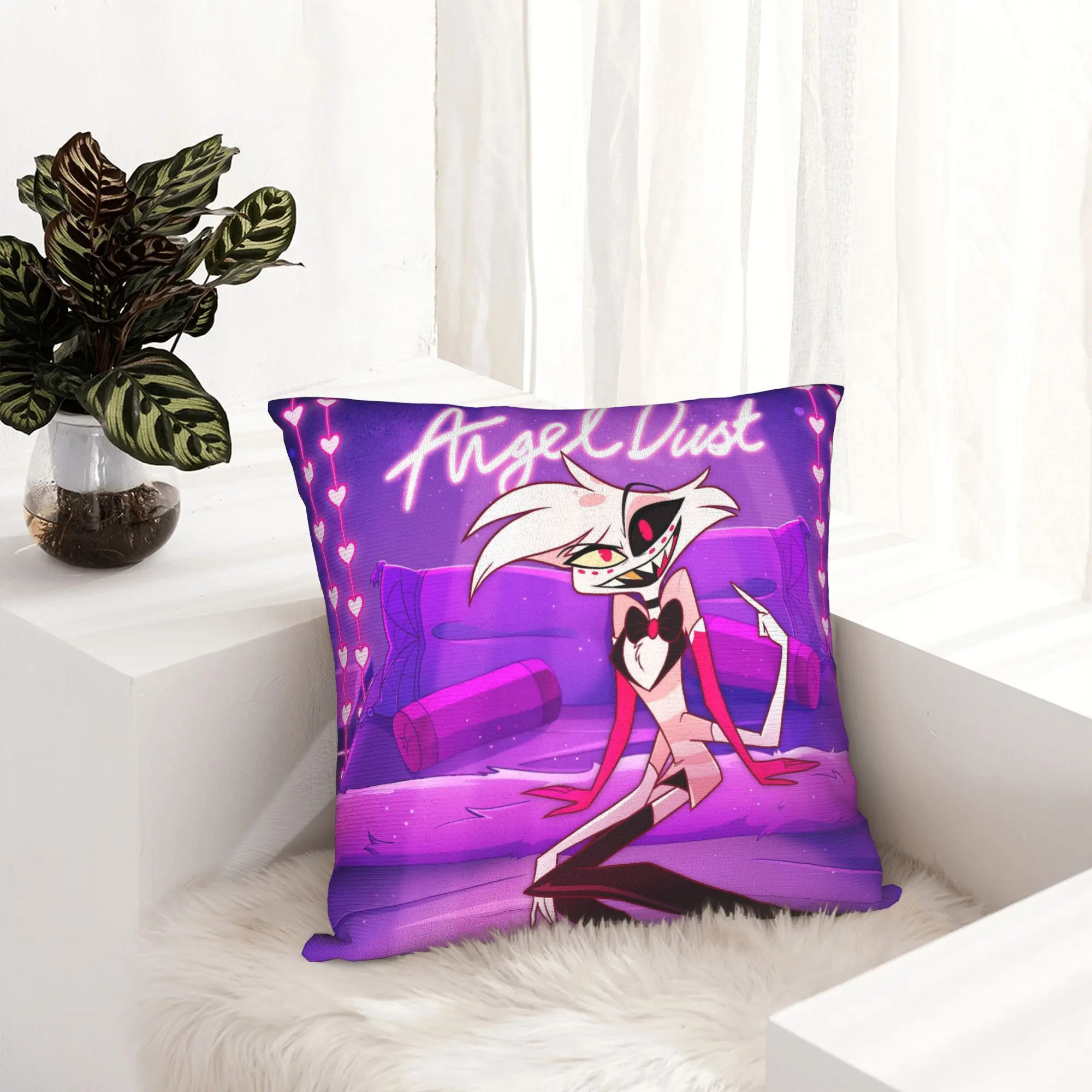 Cartoon Hazbins Hotels  Angel Dusts Pillowcase Double-sided Printing Cushion Cover Decorations  Pillow Case Cover Home Zipper