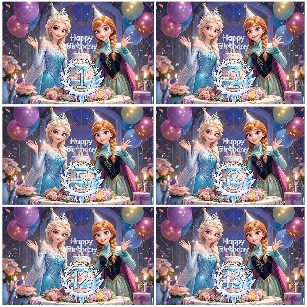 

Disney Frozen Elsa And Anna Princess Backdrop Customized Number Birthday Party Decorations Girl Favor Gifts Baby Shower Supplies