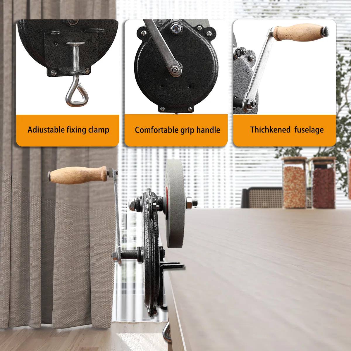 Penggiling Roda Gerinda Desktop Putar Tangan Mesin Pengasah Kuno Alat Pemotong Rautan Pemoles untuk Peralatan Dapur