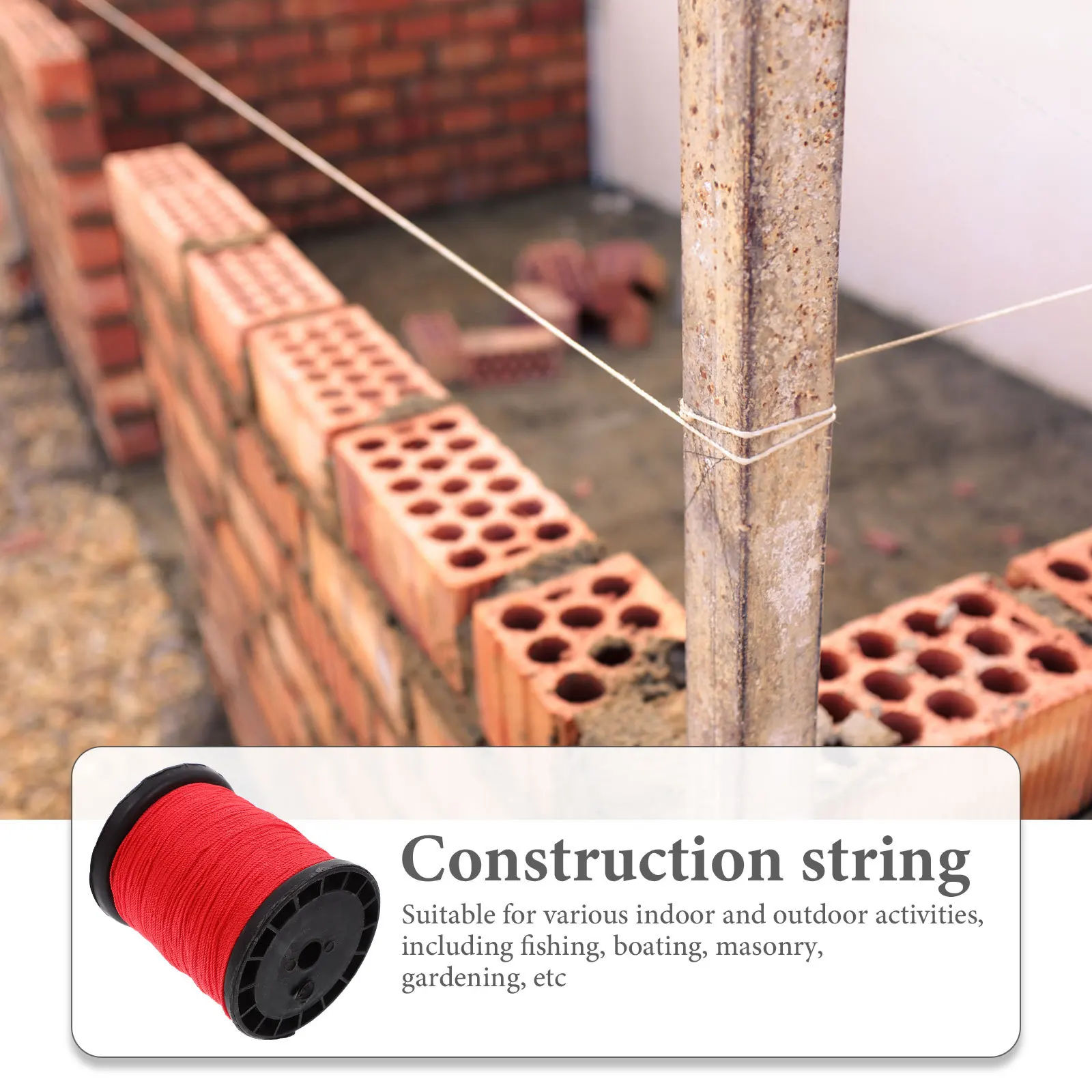 

2 Rolls 0.195kg Red Construction Nylon String Durable Twine Building Lines Masonry Jobs Gardening Thread Brick Line Engineering