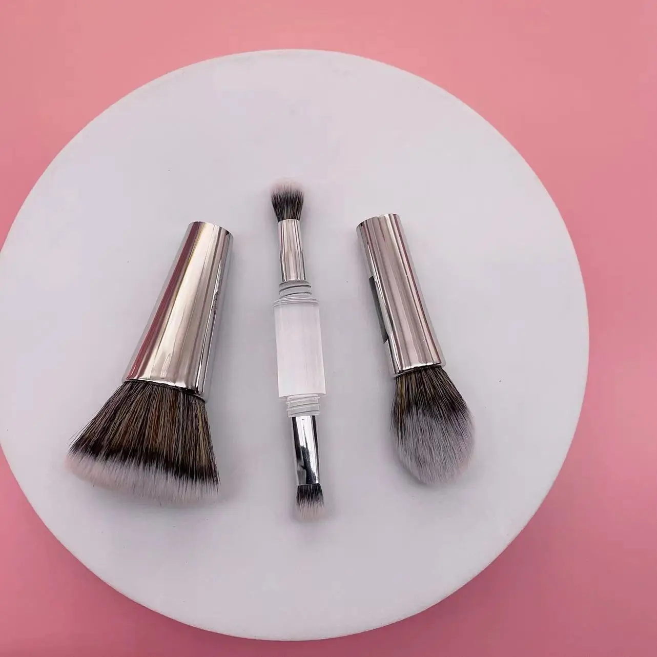 YLovely 4in1 Travel Foundation Brush Blush Blending Brush Powder Buildable Dual Ended Makeup Tools
