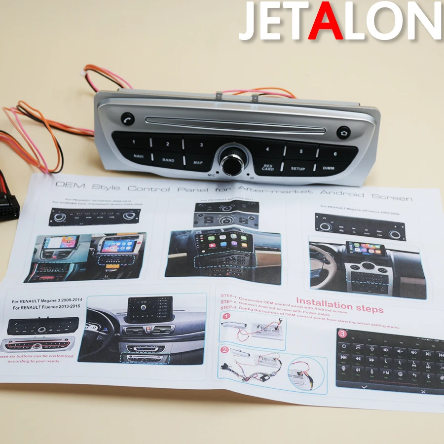 OEM Style Key Control Panel L-031 For RENAULT Megane 3 2008-2014 / RENAULT Fluence 2013-2016 After Market Android Screen