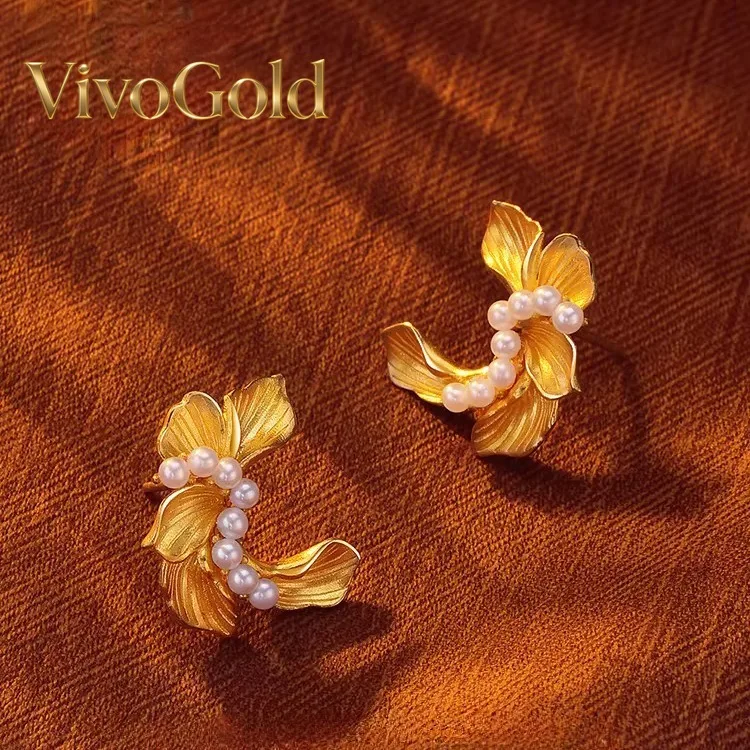 

Серьги VivoGoldElegant с 24-каратным золотом и инкрустированными бусинами для женщин, модные серьги с характерным дизайном, серьги 9999 пробы, в том же стиле, что и на Xiaohongshu.