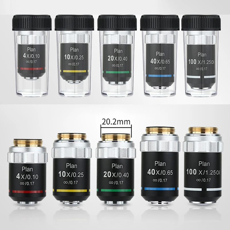 

195 Flat-field Plan Infinitely Achromatic Objective 4X 10X 20X 40X 100X Advanced Microscope Professional Objective