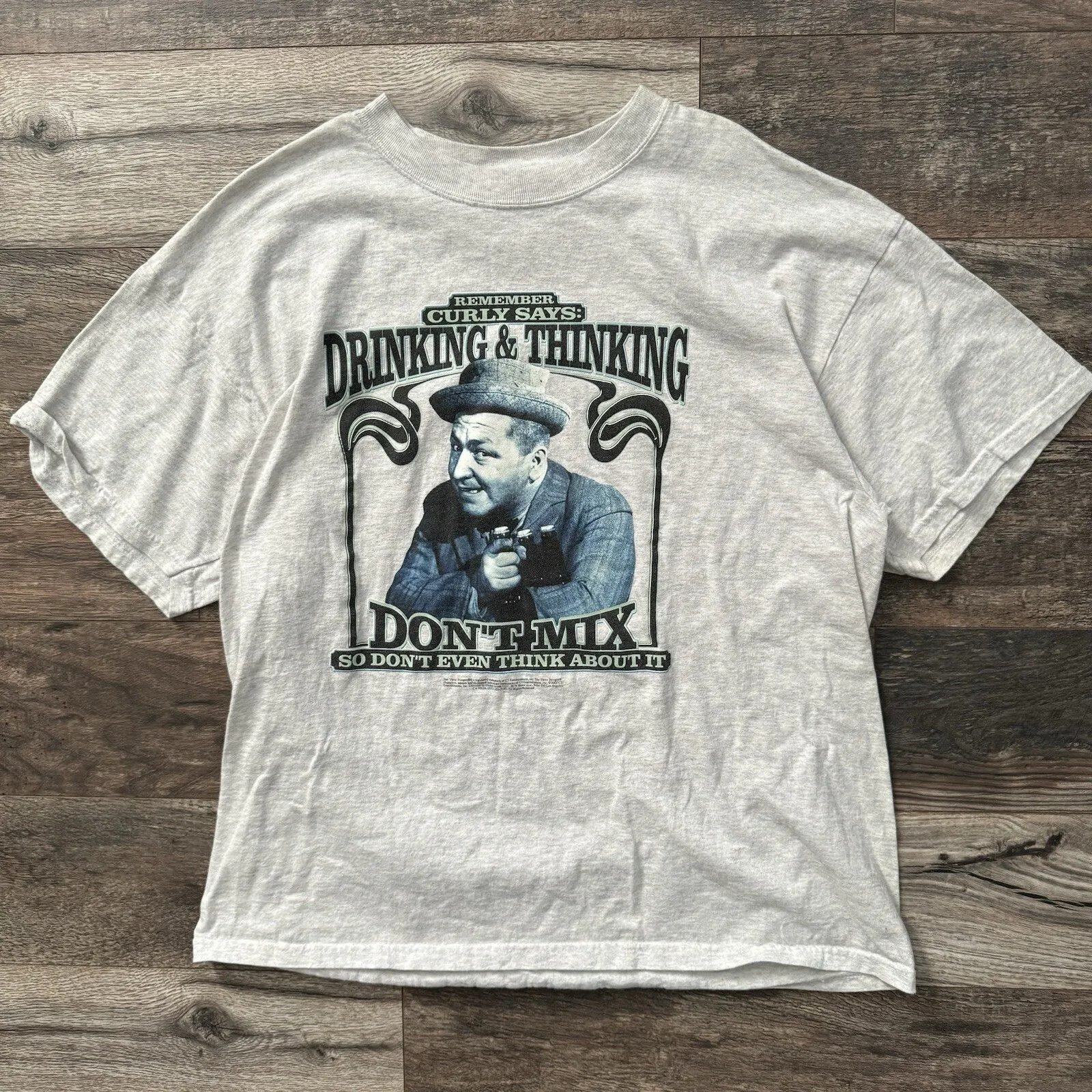 Vintage 2002 Official The Three Stooges Curly TShirt XL