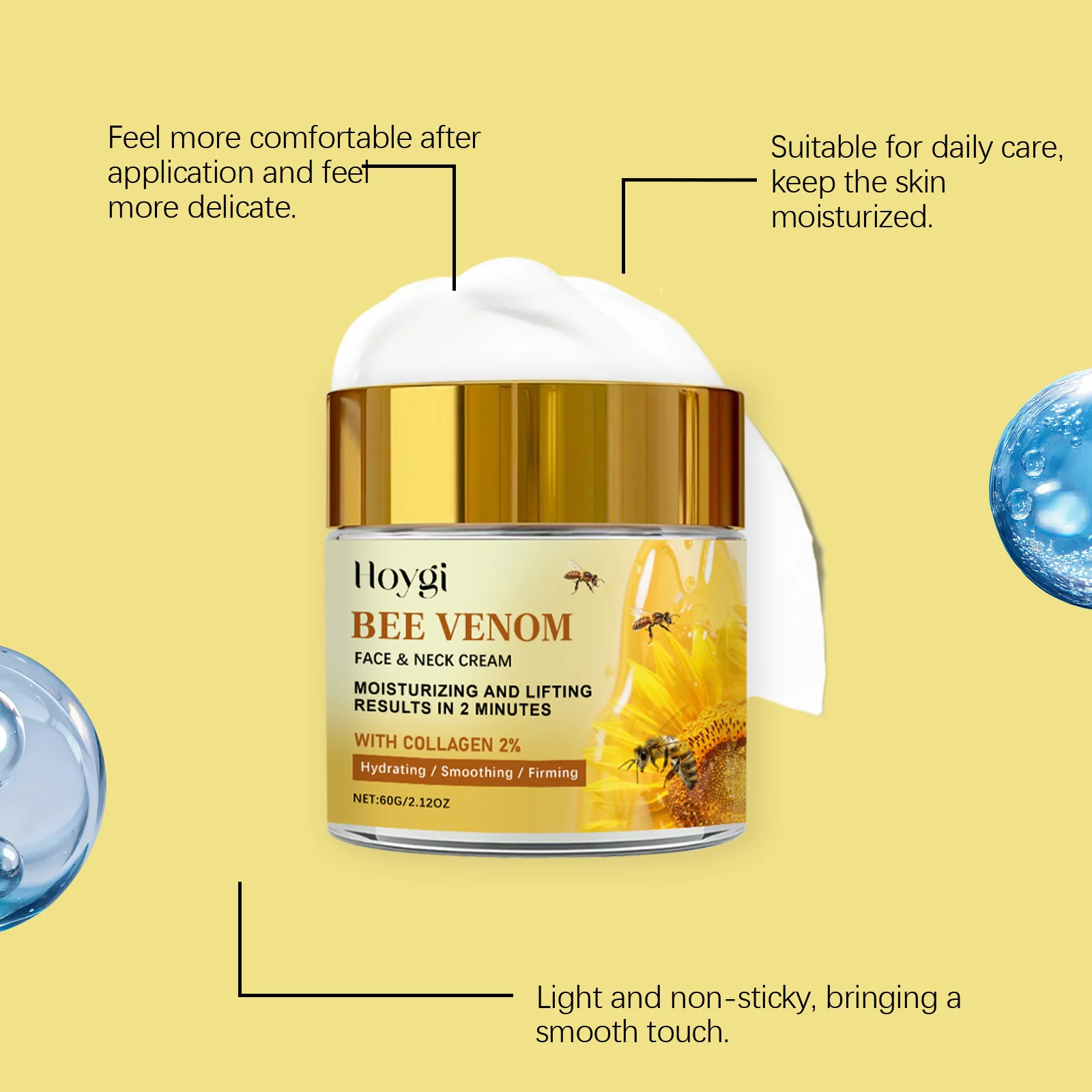 كريم شد الوجه من سم النحل، كريم شد الوجه، استعادة مرونة الجلد، حمض الهيالورونيك، مضاد للشيخوخة، غسول لشد الرقبة #4