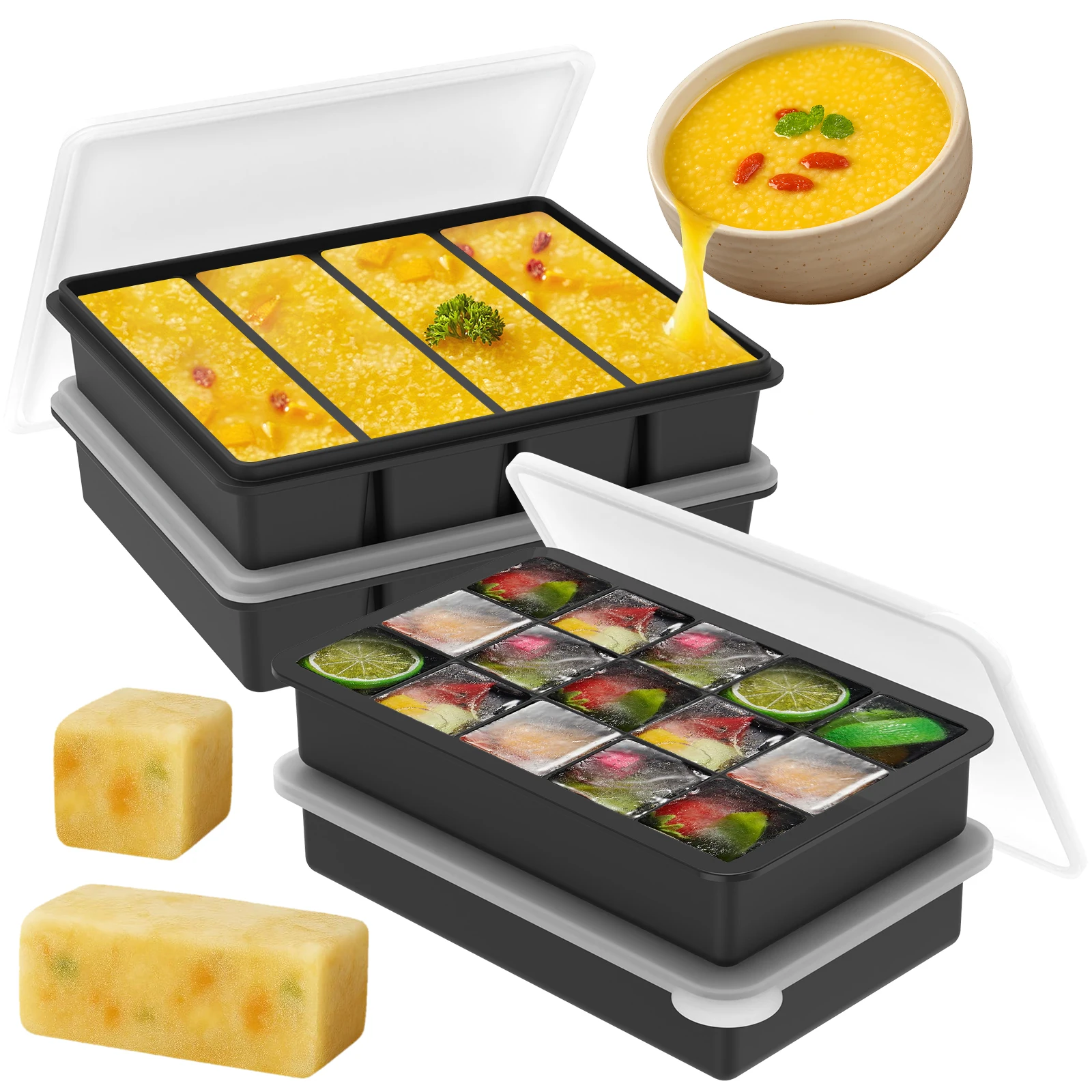 Meal Prep Soup - Conjunto com 4 Bandejas de Silicone