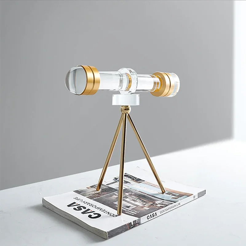 Miniature Scaled Astronomy Telescope Crystal Glass Model Hobby Ornament Study Decor Office Desktop Craft Souvenir