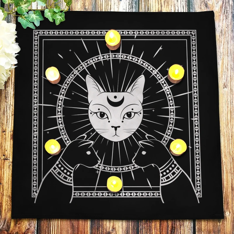 

Moon Star Black Cat Spiritual Tarot Tablecloth Velvet Altar Cloth Pagan Pendulum Divination Witchcraft Astrology Oracle Card Pad