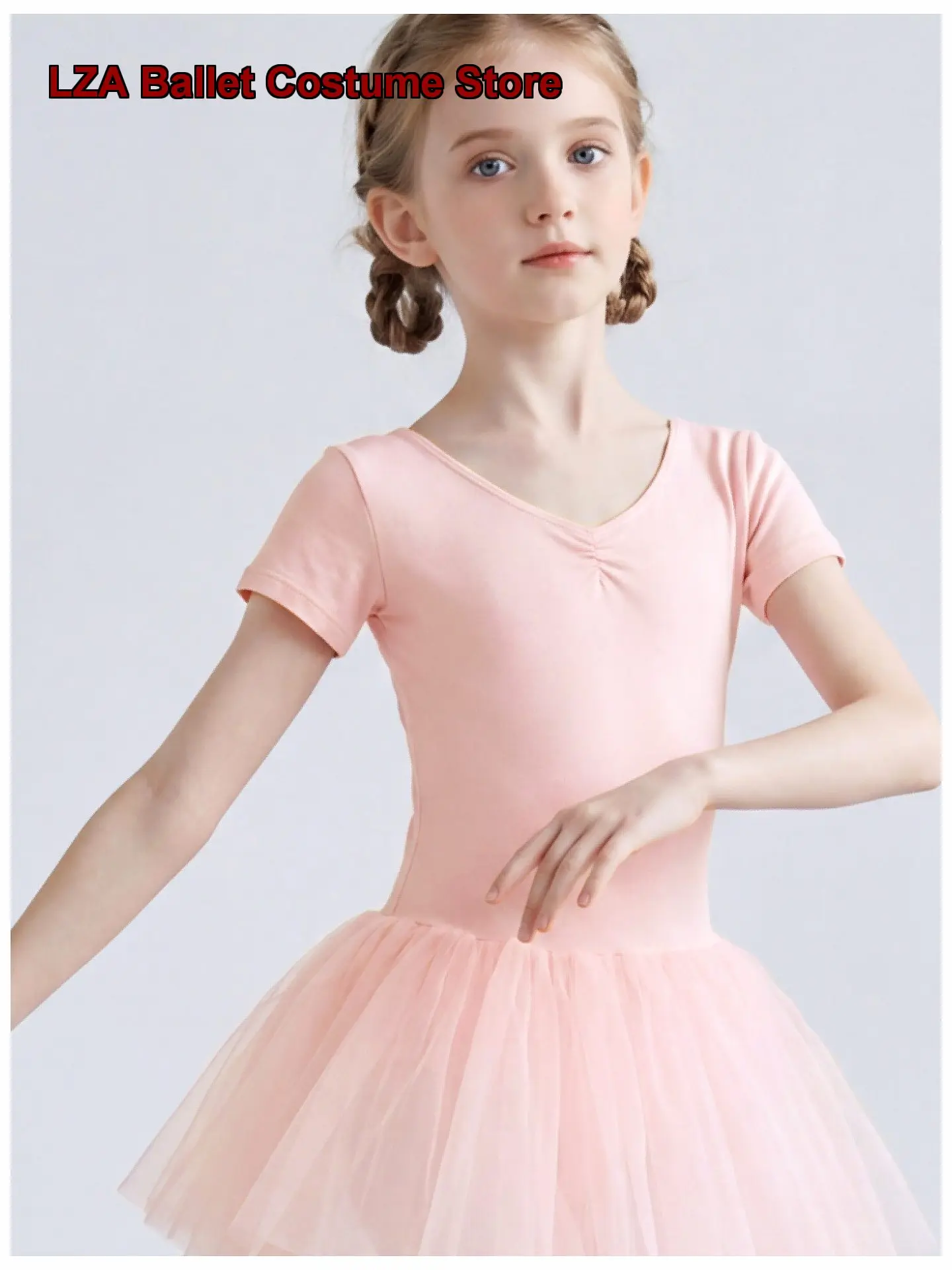 Women's Spring Summer Dance Dress Short Sleeves Puffy Skirt Children's Chinese Dance Clothing Tutu Girls