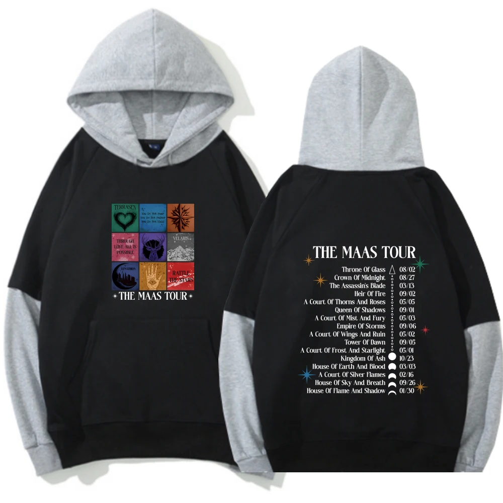 Sarah J Maas The Maas Tour 2024 Unisex Casual Color Block Hoodie Sprint and Autumn Long Sleeve Music Fans Gift Sweatshirt