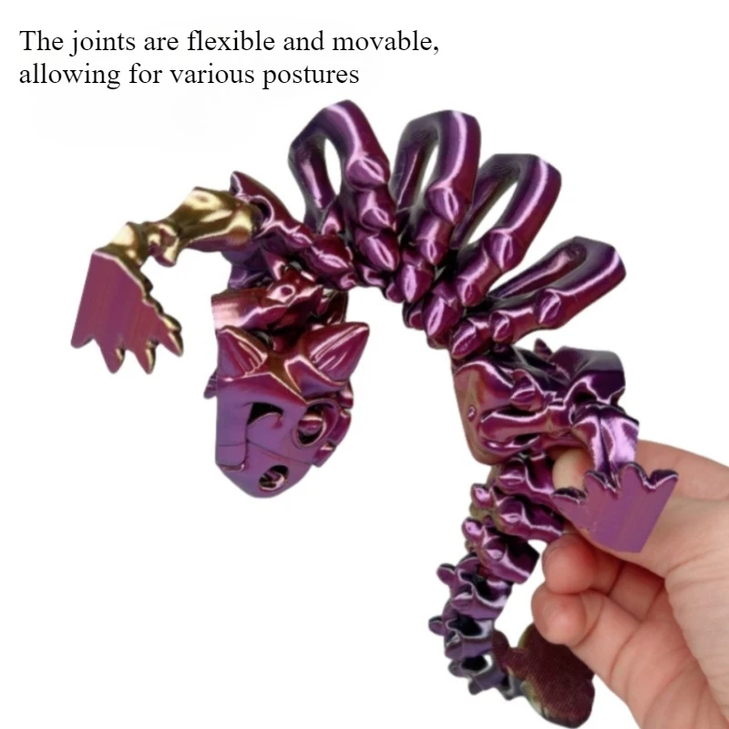3D Printed Dragon Figurine Skeleton, Apatosaurus Dinosaur Skeleton Craftwork, Dragon Toy Figurine, Handmade Model of A Dinosaur