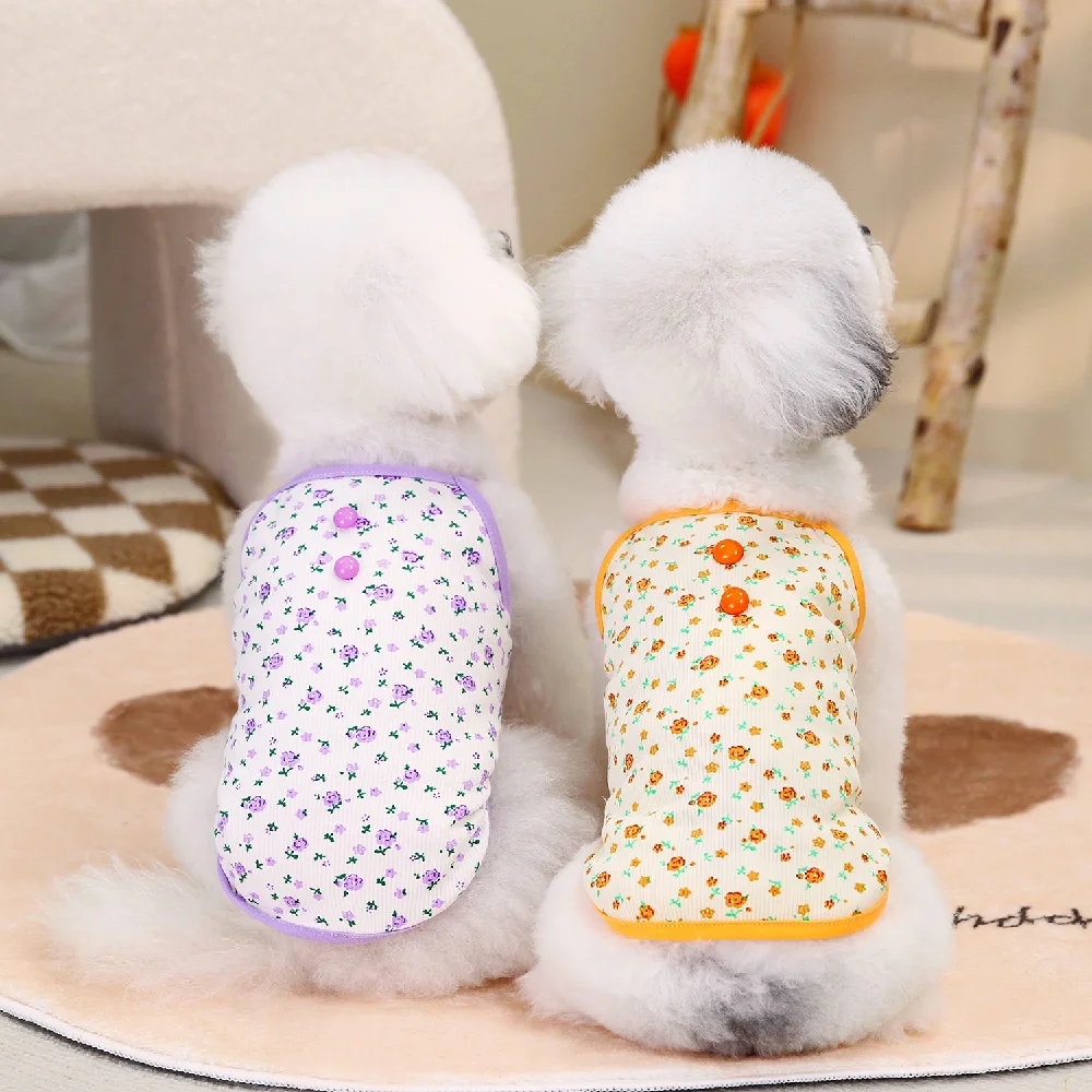 

Pet Dog Vest Puppy Clothes Summer Cotton Soft Floral T-Shirt Dog Shirt Girls Dog Costume Chihuahua Sweet Puppy Clothing Supply