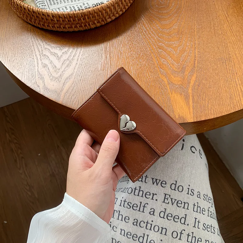 محفظة نسائية محافظ صغيرة جديدة من جلد البولي يوريثان بسيطة على الموضة للسيدات محفظة قصيرة متعددة البطاقات للطالبات المراهقات #6